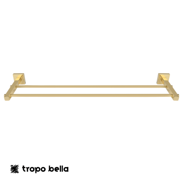 PORTA TOALHA DE BANHO DUPLO 62CM GOLD FOSCO - LINHA SQUARE