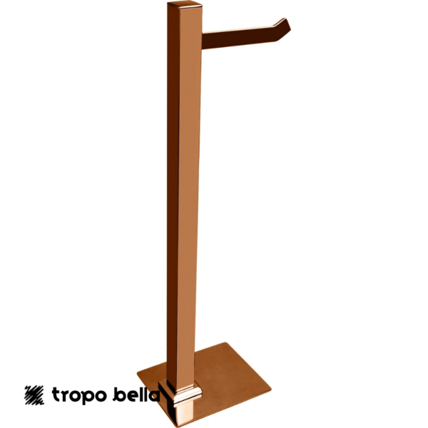 Papeleira de chão com 1 haste em aço inox. Linha Rose Gold