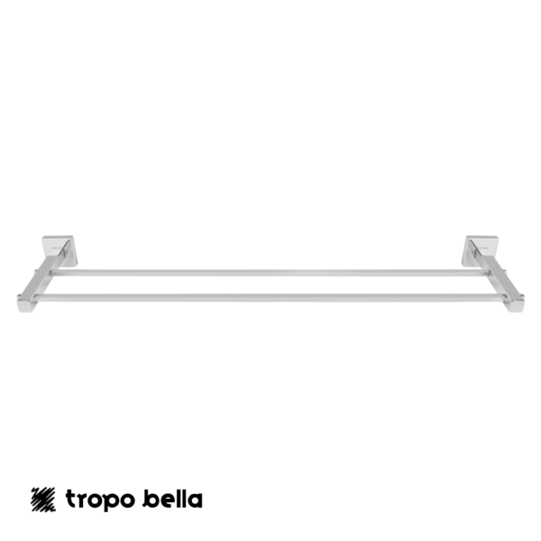 PORTA TOALHA DE BANHO DUPLO 62CM CROMADO - LINHA SQUARE