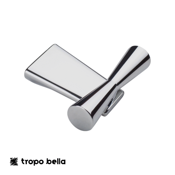 Cabide duplo em zamac cromado. Linha Cone.
